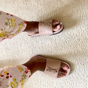 YSL BEIGE SLIDES AUTHENTIC WITH DUST BAG & ORG BOX